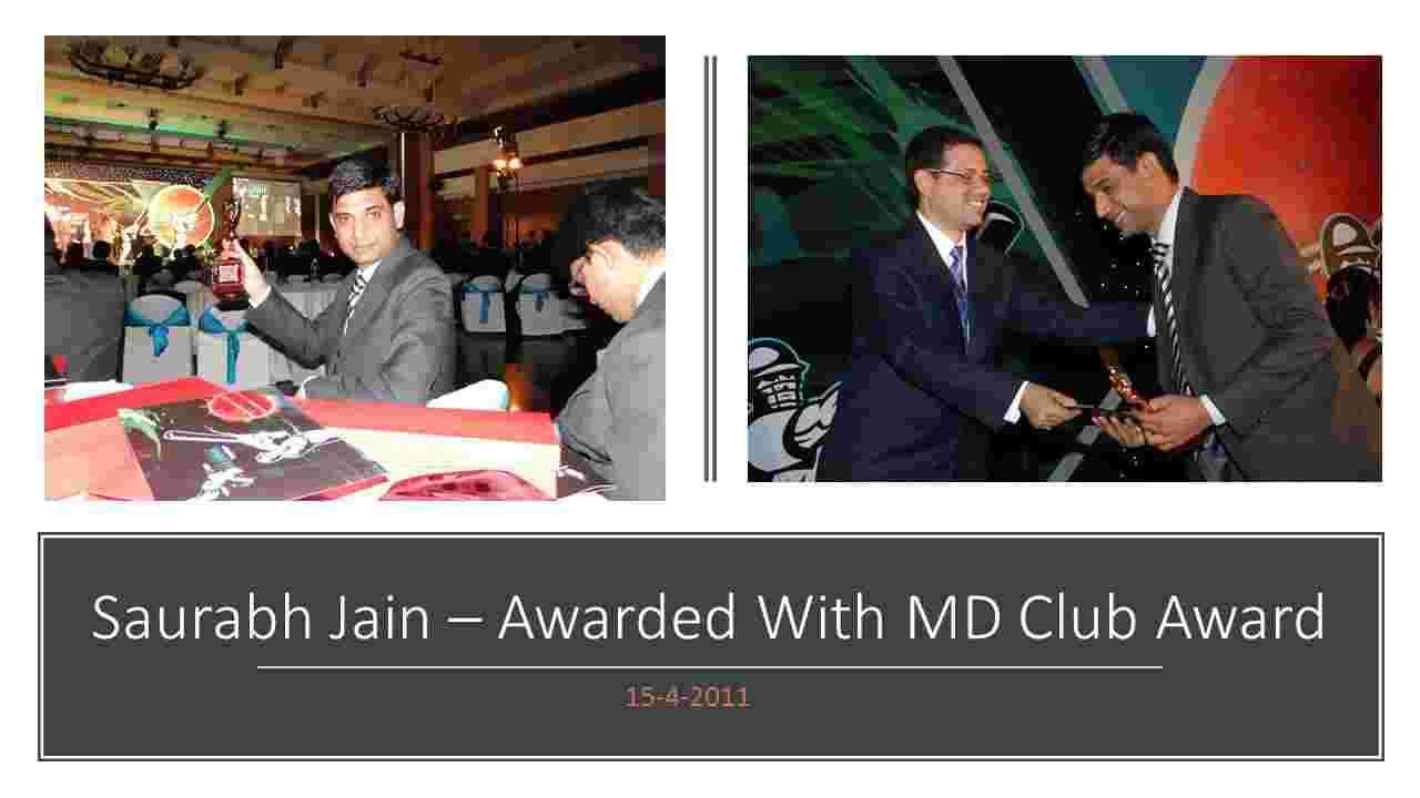 Key note speaker Saurabh Jain MD Club Award @ MSD